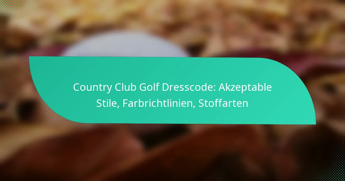 Country Club Golf Dresscode: Akzeptable Stile, Farbrichtlinien, Stoffarten