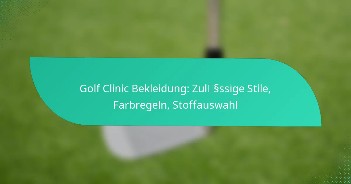 Golf Clinic Bekleidung: Zulässige Stile, Farbregeln, Stoffauswahl