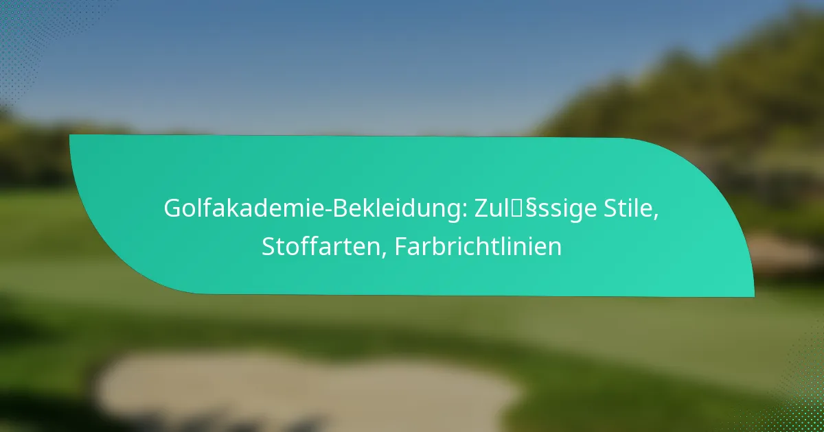 Golfakademie-Bekleidung: Zulässige Stile, Stoffarten, Farbrichtlinien