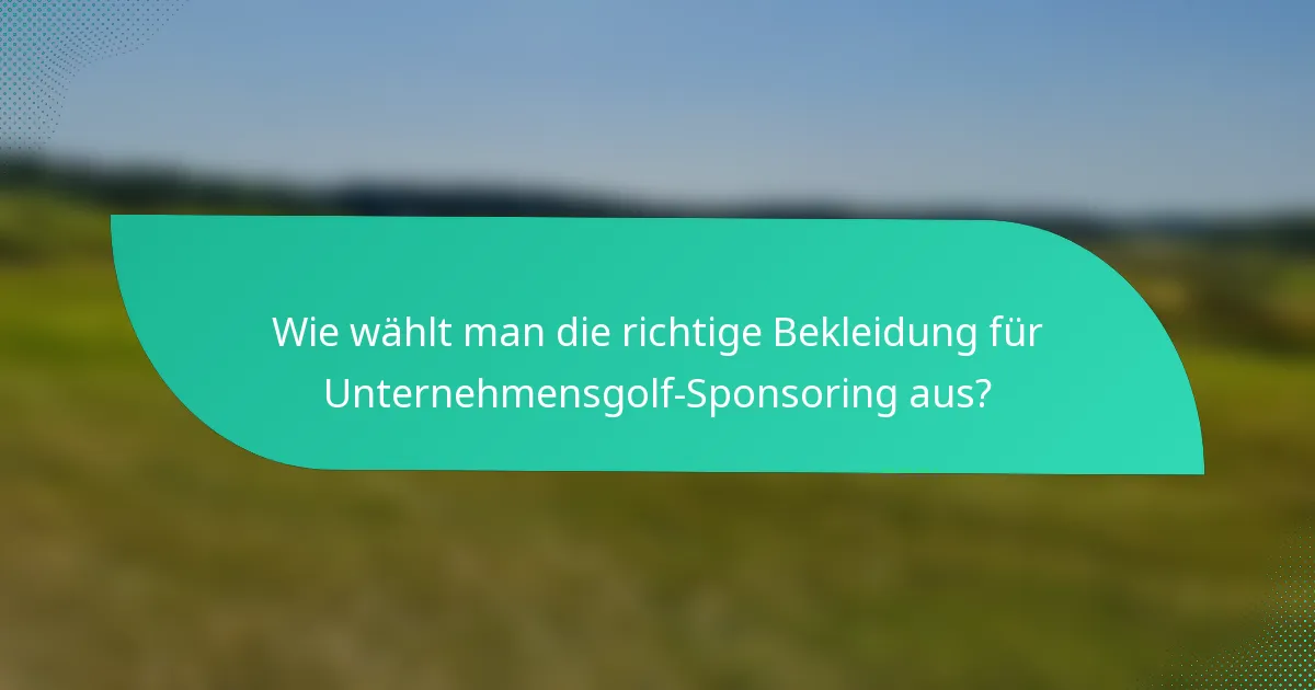 Wie wählt man die richtige Bekleidung für Unternehmensgolf-Sponsoring aus?