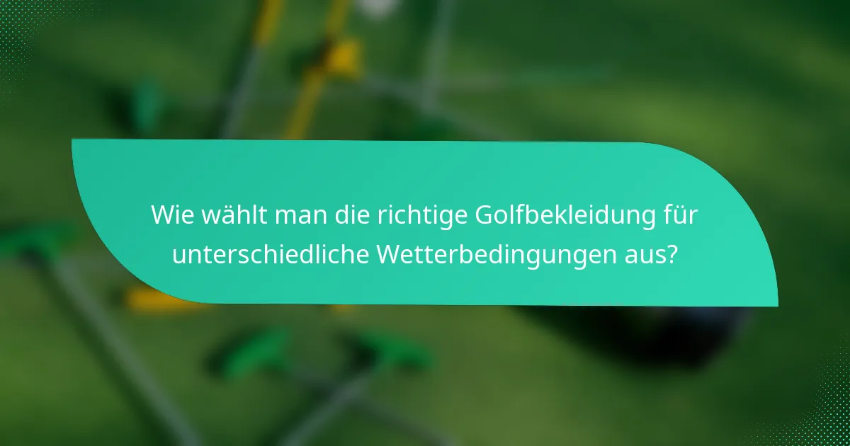 Wie wählt man die richtige Golfbekleidung für unterschiedliche Wetterbedingungen aus?